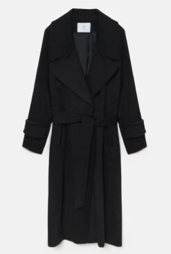 Abrigo De Mujer Negro Largo Envolvente