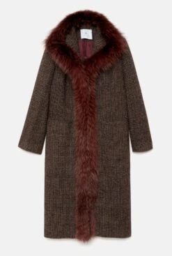 Abrigo Largo De Lana Textura Y Pelo