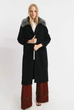 Abrigo Largo Icono Negro -Es Fascinante abrigo largo icono negro coats miguel marinero 581067