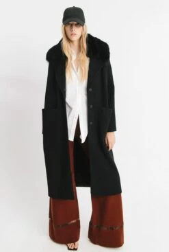 Abrigo Largo Icono Negro -Es Fascinante abrigo largo icono negro coats miguel marinero 747266