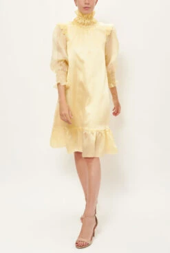 Andrea Midi Short Yellow Sleeve -Es Fascinante andrea midi short yellow sleeve dresses diddo madrid 772386