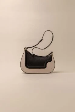 Binomio Bicolor Good Grey Black Leather Shoulder Bag