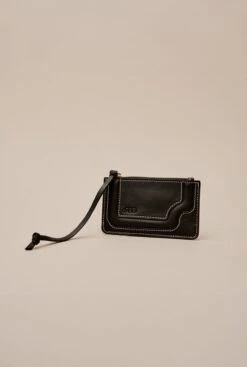 Binomio Black Leather Zip Wallet