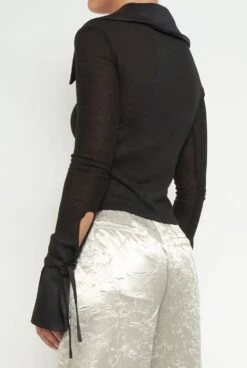 Black Semitransparent Blouse -Es Fascinante black semitransparent blouse shirts blouses habey club 571785