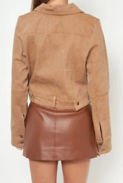 Brown Ecoleather Miniskirt -Es Fascinante brown ecoleather miniskirt skirts habey club 198645