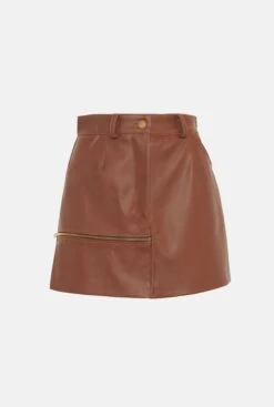 Brown Ecoleather Miniskirt