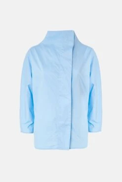 Camisa Cierre Lateral Azul -Es Fascinante camisa cierre lateral azul shirts blouses iki essentials 111302