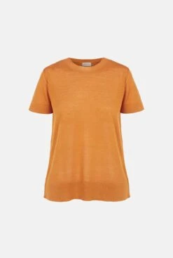 Camiseta De Punto Lino Y Seda Mandarina