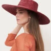 Canotier Hat Brim L Burgundy -Es Fascinante canotier hat brim l burgundy headpiece zahati 566331