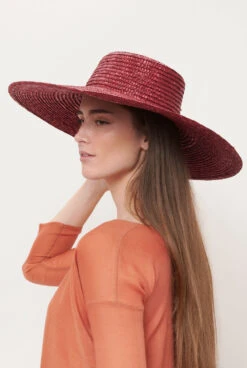 Canotier Hat Brim L Burgundy