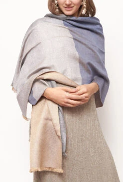 Cashmere And Silk Shawl In Beige All Sequined -Es Fascinante cashmere and silk shawl in beige all sequined scarve victoria de talhora 354224