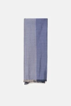 Cashmere And Silk Shawl In Blue Denim And Navy