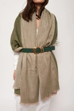 Cashmere And Silk Shawl In Olive Green -Es Fascinante cashmere and silk shawl in olive green scarve victoria de talhora 729062