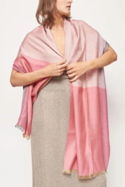 Cashmere And Silk Shawl In Pink With Sequins -Es Fascinante cashmere and silk shawl in pink with sequins scarve victoria de talhora 456920