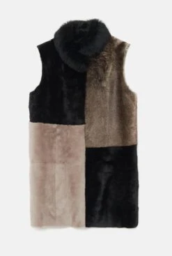 Chaleco Multicolor Beige Y Negro