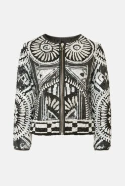 Chaqueta Abalorios Blanca/Negra