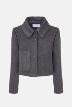 Chaqueta Gris Bolsillo Sobrepuesto