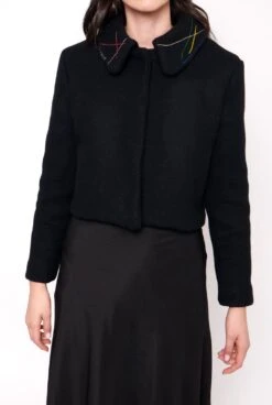 Chaqueta Negra Cuello Bordado -Es Fascinante chaqueta negra cuello bordado jackets luciana estudio 463968