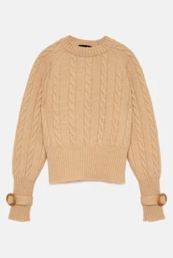 Clara Cable Knit Sweater Beige