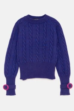 Clara Cable Knit Sweater Blue