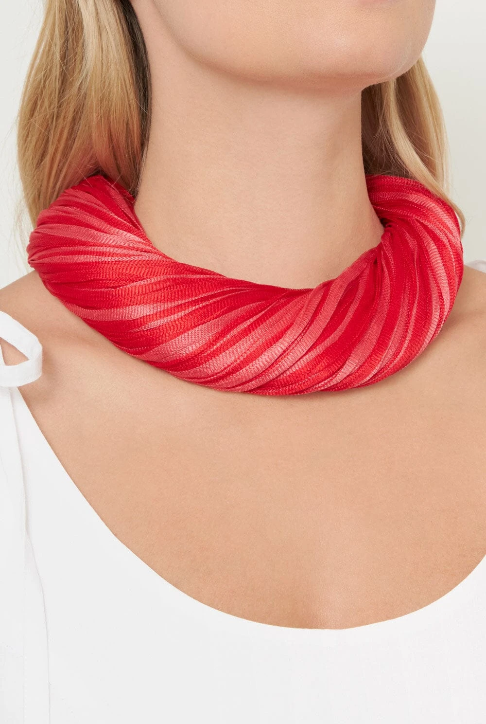 Collar Seda Rojo/Rosa 4 Collar Seda Rojo/Rosa - Imagen 2