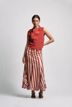 FALDA PORTOBELLO RAYAS TEJA -Es Fascinante falda portobello rayas teja tallas 36 y 42 en preventa se serviran el 25 de abril skirts wearitbe 389493