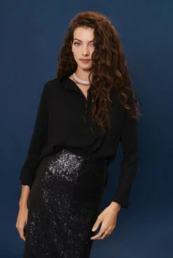 Falda Radziwill Lentejuela Negra -Es Fascinante falda radziwill lentejuela negra skirts galcon studio 392762