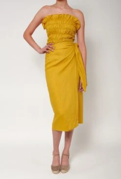 Falda Tiagua Mostaza -Es Fascinante falda tiagua mostaza skirts alava brand 122297