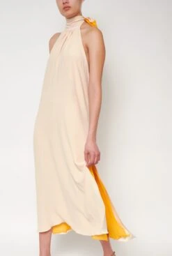 Halter Reversible Extra Long Cream/Yellow -Es Fascinante halter reversible extra long creamyellow dresses atelier aletheia 517697
