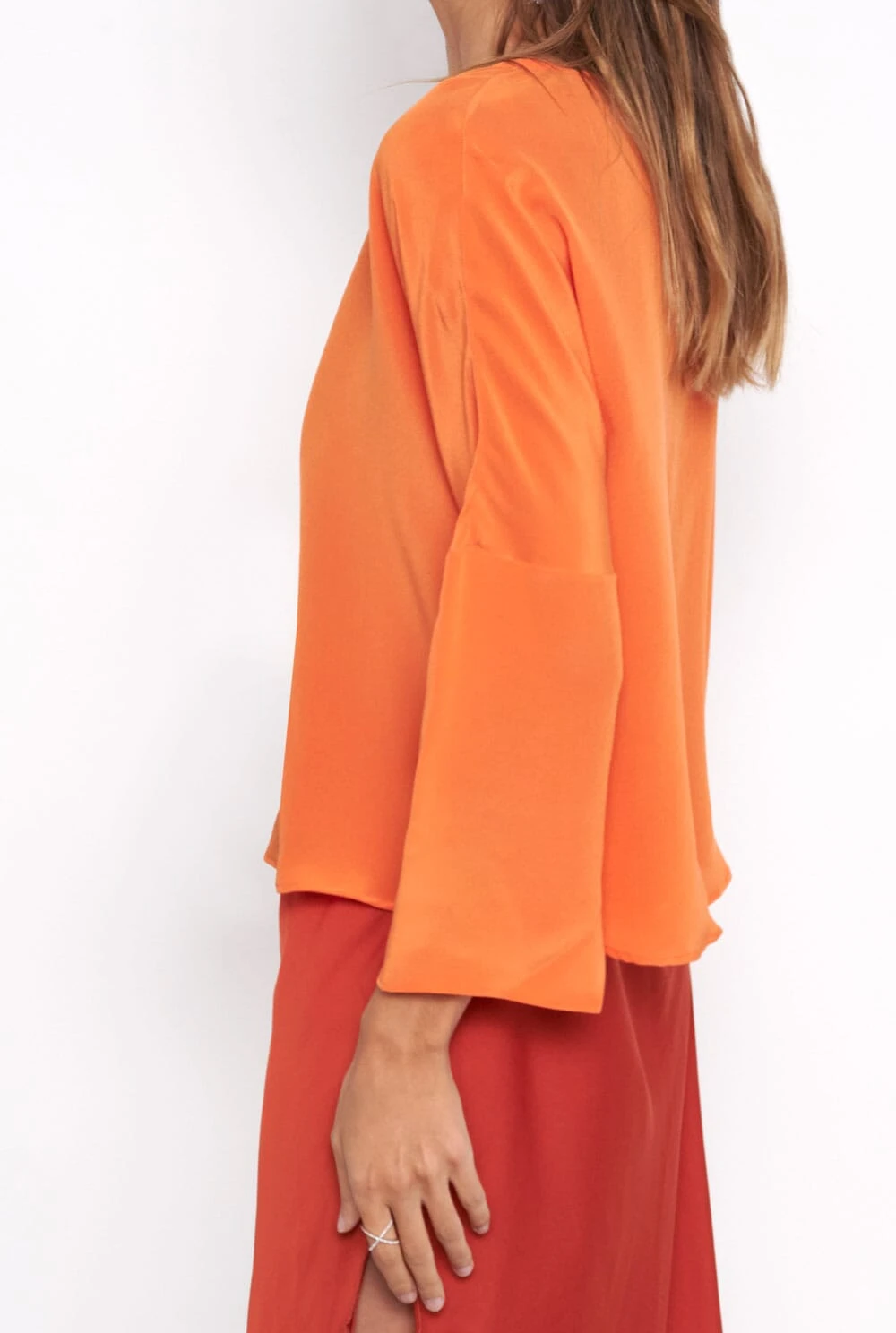 Lea Orange Silk Blouse 5 Lea Orange Silk Blouse - Imagen 3