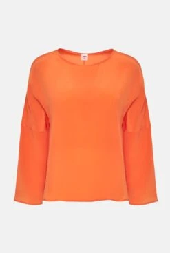 Lea Orange Silk Blouse