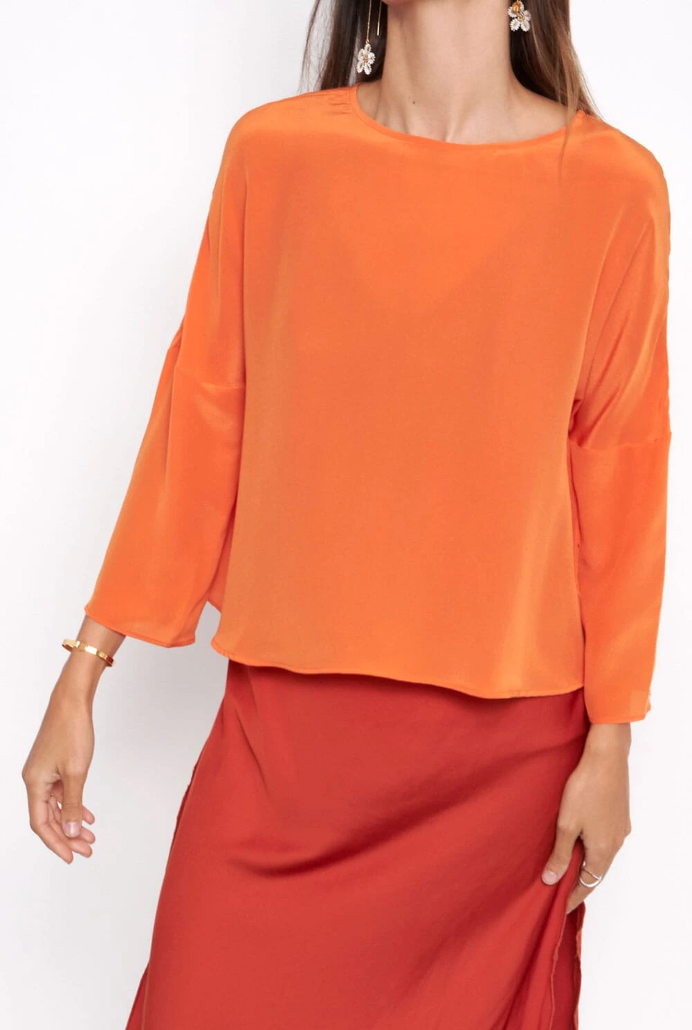 Lea Orange Silk Blouse 4 Lea Orange Silk Blouse - Imagen 2
