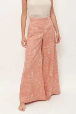 Linen Embroidered Trousers. Pre-Order