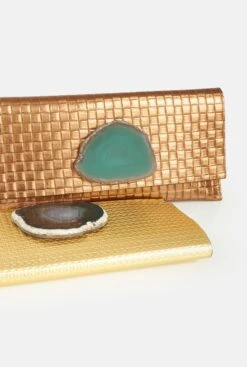 MAXI PREMIUM CLUTCH TRENZADO COBRE - AGATA VERDE -Es Fascinante maxi premium clutch trenzado cobre agata verde hand bags ecue 360371