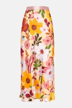 Multicolor Floral Print Midi Skirt