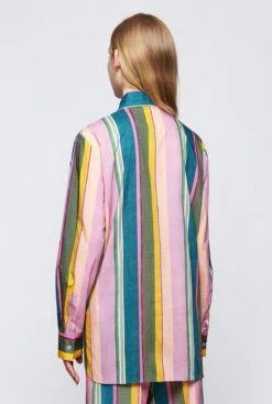 Multicolor Striped Cotton Shirt 9 Multicolor Striped Cotton Shirt -Es Fascinante multicolor striped cotton shirt shirts blouses mirto 620842
