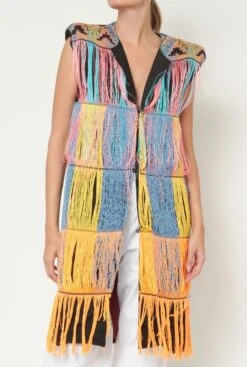 Multicolored Fringed Vest 8 Multicolored Fringed Vest -Es Fascinante multicolored fringed vest vests tete by odette 163250