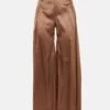 Pantalón Palazzo De Seda Marrón -Es Fascinante pantalon palazzo de seda marron pants malne 592898