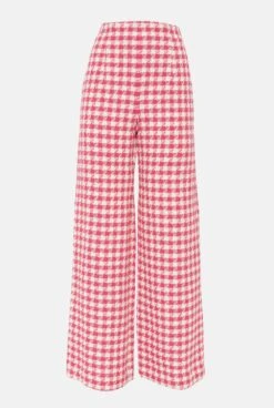 Pantalon Pata De Gallo Rosa/Blanco