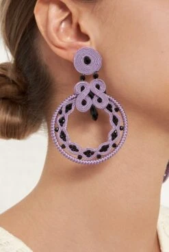 Pendientes Malva Real & Azabache -Es Fascinante pendientes malva real azabache earrings musula jewelry 196508