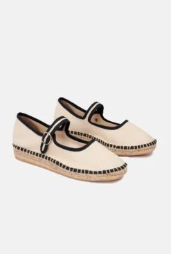 PEONIA ECRU-BLACK -Es Fascinante peonia ecru black espadrilles naguisa 338977