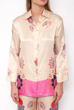Pink Silk Blend Floral Print Blouse 9 Pink Silk Blend Floral Print Blouse -Es Fascinante pink silk blend floral print blouse shirts blouses mirto 457982