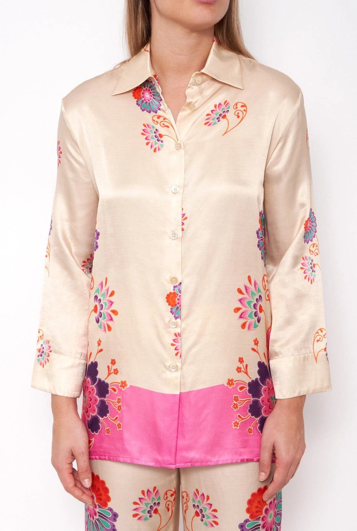 Pink Silk Blend Floral Print Blouse 5 Pink Silk Blend Floral Print Blouse - Imagen 3