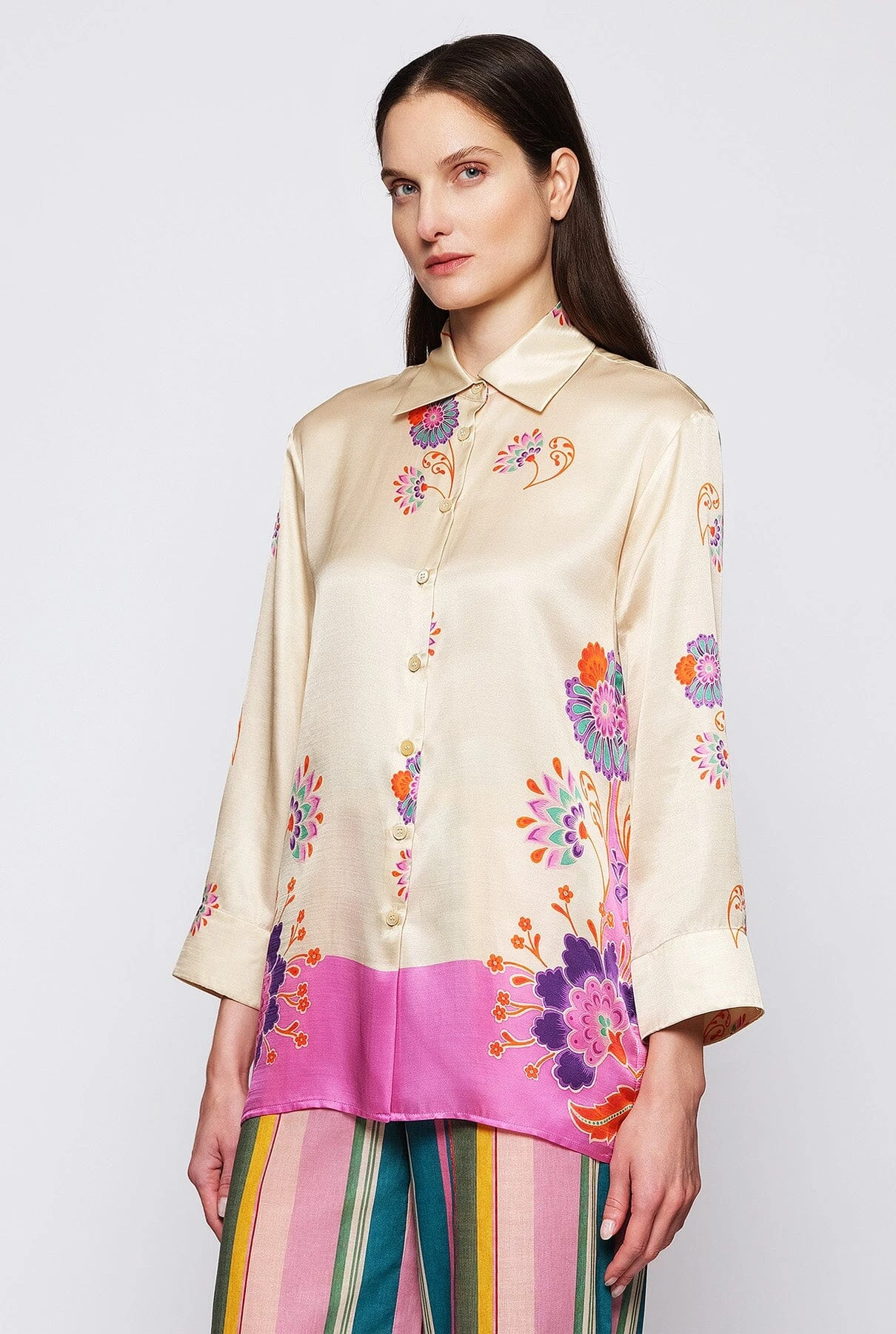 Pink Silk Blend Floral Print Blouse 4 Pink Silk Blend Floral Print Blouse - Imagen 2