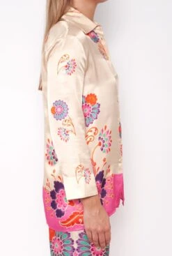 Pink Silk Blend Floral Print Blouse 10 Pink Silk Blend Floral Print Blouse -Es Fascinante pink silk blend floral print blouse shirts blouses mirto 893650