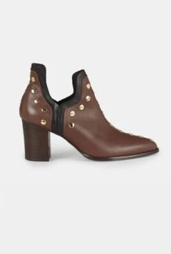 PUNKY BOOTS AVELLANA CON TACÓN TACHAS ORO 7CM -Es Fascinante punky boots avellana con tacon tachas oro 7cm boots micuir 752452