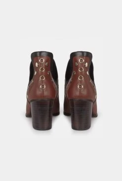 PUNKY BOOTS AVELLANA CON TACÓN TACHAS ORO 7CM -Es Fascinante punky boots avellana con tacon tachas oro 7cm boots micuir 754446