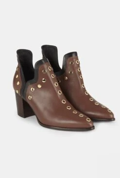 PUNKY BOOTS AVELLANA CON TACÓN TACHAS ORO 7CM -Es Fascinante punky boots avellana con tacon tachas oro 7cm boots micuir 928310