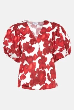 Red Printed Cotton Top