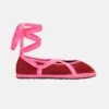 Ribbon Linen Cherry -Es Fascinante ribbon linen cherry flat shoes flabelus 726331